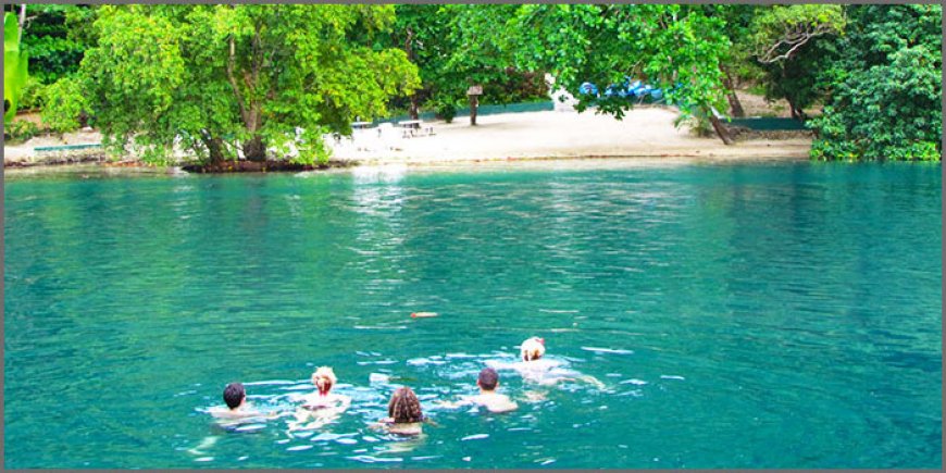 The Most Famous  Attraction In Portland Jamaica For Its Luminous Blue Waters : The Blue Lagoon
